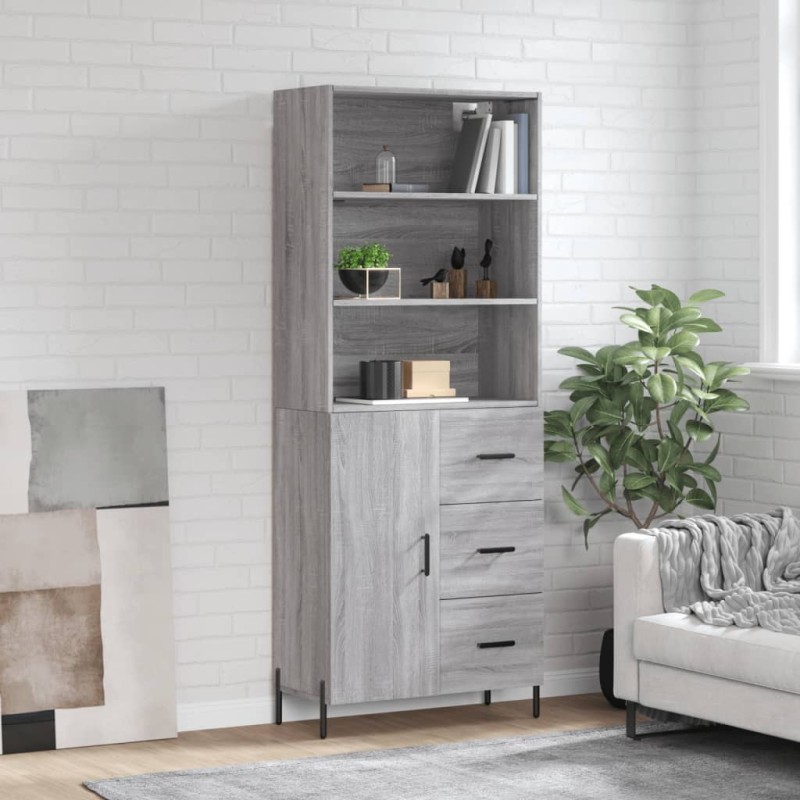 vidaXL Highboard Grau Sonoma 69,5x34x180 cm Holzwerkstoff vidaXL Highboard Grau Sonoma 69,5x34x180 cm Holzwerkstoff