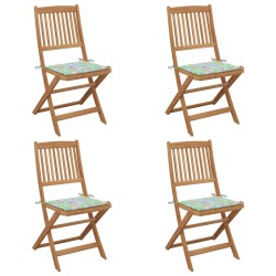 vidaXL Klappbare Gartenstühle 4 Stk. mit Kissen Massivholz Akazie