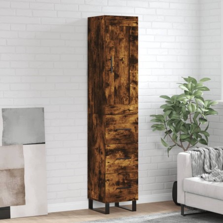 vidaXL Highboard Räuchereiche 34,5x34x180 cm Holzwerkstoff