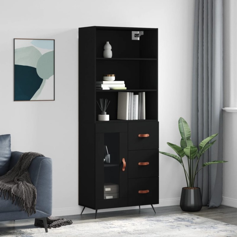 vidaXL Highboard Schwarz 69,5x34x180 cm Holzwerkstoff vidaXL Highboard Schwarz 69,5x34x180 cm Holzwerkstoff