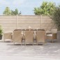 vidaXL 9-tlg. Garten-Essgruppe mit Kissen Beige Poly Rattan vidaXL 9-tlg. Garten-Essgruppe mit Kissen Beige Poly Rattan