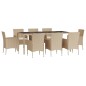 vidaXL 9-tlg. Garten-Essgruppe mit Kissen Beige Poly Rattan vidaXL 9-tlg. Garten-Essgruppe mit Kissen Beige Poly Rattan