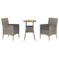 vidaXL 3-tlg. Garten-Bistro-Set mit Kissen Grau Poly Rattan vidaXL 3-tlg. Garten-Bistro-Set mit Kissen Grau Poly Rattan