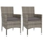 vidaXL 3-tlg. Garten-Bistro-Set mit Kissen Grau Poly Rattan vidaXL 3-tlg. Garten-Bistro-Set mit Kissen Grau Poly Rattan