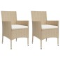 vidaXL 3-tlg. Garten-Bistro-Set mit Kissen Beige Poly Rattan vidaXL 3-tlg. Garten-Bistro-Set mit Kissen Beige Poly Rattan
