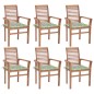 vidaXL Essstühle 6 Stk. mit Blattmuster Kissen Massivholz Teak vidaXL Essstühle 6 Stk. mit Blattmuster Kissen Massivholz Teak