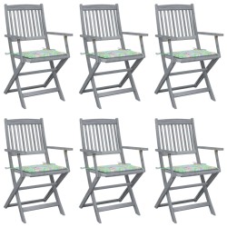 vidaXL Klappbare Gartenstühle 6 Stk. mit Kissen Massivholz Akazie
