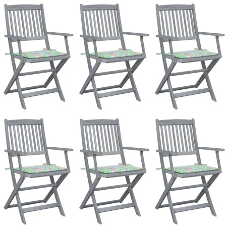 vidaXL Klappbare Gartenstühle 6 Stk. mit Kissen Massivholz Akazie