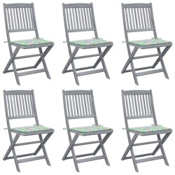 vidaXL Klappbare Gartenstühle 6 Stk. mit Kissen Massivholz Akazie