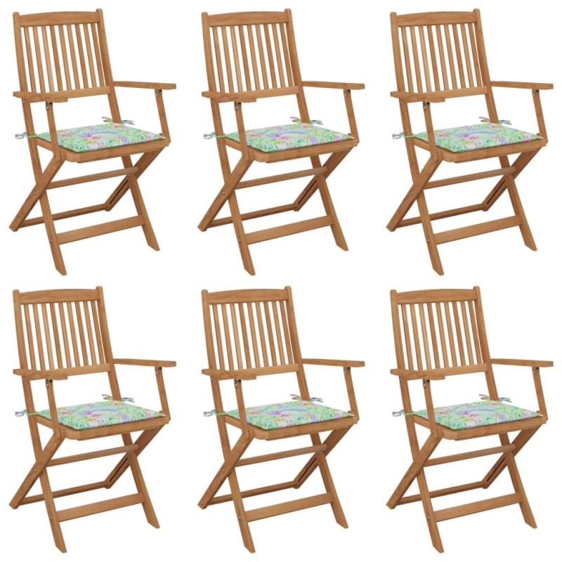 vidaXL Klappbare Gartenstühle 6 Stk. mit Kissen Massivholz Akazie vidaXL Klappbare Gartenstühle 6 Stk. mit Kissen Massivholz Akazie