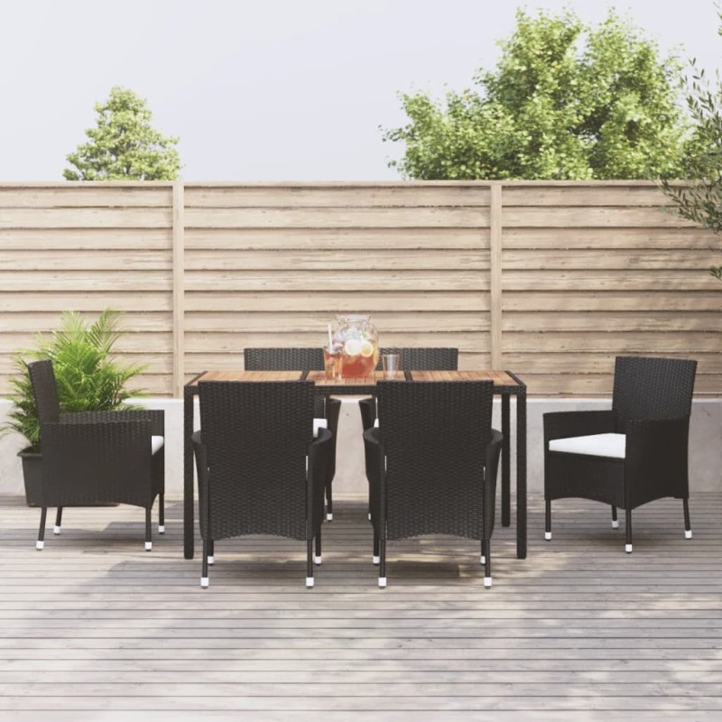 vidaXL 7-tlg. Garten-Essgruppe mit Kissen Schwarz Poly Rattan vidaXL 7-tlg. Garten-Essgruppe mit Kissen Schwarz Poly Rattan
