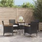 vidaXL 5-tlg. Garten-Bistro-Set mit Kissen Schwarz Poly Rattan vidaXL 5-tlg. Garten-Bistro-Set mit Kissen Schwarz Poly Rattan