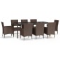 vidaXL 9-tlg. Garten-Essgruppe mit Kissen Braun Poly Rattan vidaXL 9-tlg. Garten-Essgruppe mit Kissen Braun Poly Rattan