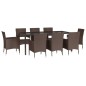vidaXL 9-tlg. Garten-Essgruppe mit Kissen Braun Poly Rattan vidaXL 9-tlg. Garten-Essgruppe mit Kissen Braun Poly Rattan