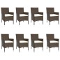 vidaXL 9-tlg. Garten-Essgruppe mit Kissen Braun Poly Rattan vidaXL 9-tlg. Garten-Essgruppe mit Kissen Braun Poly Rattan