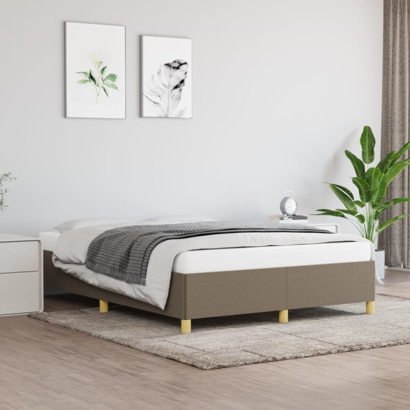 vidaXL Bettgestell ohne Matratze Taupe 140x200 cm Stoff vidaXL Bettgestell ohne Matratze Taupe 140x200 cm Stoff