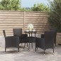 vidaXL 5-tlg. Garten-Bistro-Set mit Kissen Schwarz Poly Rattan vidaXL 5-tlg. Garten-Bistro-Set mit Kissen Schwarz Poly Rattan