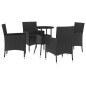vidaXL 5-tlg. Garten-Bistro-Set mit Kissen Schwarz Poly Rattan vidaXL 5-tlg. Garten-Bistro-Set mit Kissen Schwarz Poly Rattan