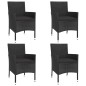 vidaXL 5-tlg. Garten-Bistro-Set mit Kissen Schwarz Poly Rattan vidaXL 5-tlg. Garten-Bistro-Set mit Kissen Schwarz Poly Rattan