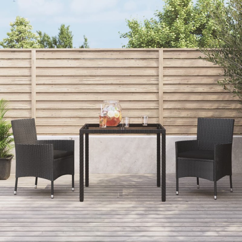vidaXL 3-tlg. Garten-Essgruppe mit Kissen Schwarz Poly Rattan vidaXL 3-tlg. Garten-Essgruppe mit Kissen Schwarz Poly Rattan