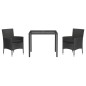 vidaXL 3-tlg. Garten-Essgruppe mit Kissen Schwarz Poly Rattan vidaXL 3-tlg. Garten-Essgruppe mit Kissen Schwarz Poly Rattan
