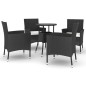 vidaXL 5-tlg. Garten-Bistro-Set mit Kissen Schwarz Poly Rattan vidaXL 5-tlg. Garten-Bistro-Set mit Kissen Schwarz Poly Rattan