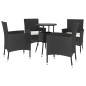 vidaXL 5-tlg. Garten-Bistro-Set mit Kissen Schwarz Poly Rattan vidaXL 5-tlg. Garten-Bistro-Set mit Kissen Schwarz Poly Rattan