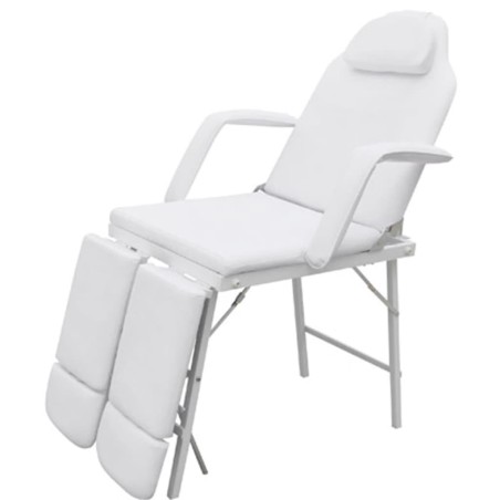 vidaXL Kosmetikstuhl Tragbar Kunstleder 185×78×76 cm Weiß