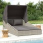 vidaXL Sonnenliege mit Faltdach Grau 200x114x128 cm Poly Rattan vidaXL Sonnenliege mit Faltdach Grau 200x114x128 cm Poly Rattan