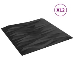 vidaXL Wandpaneele 12 Stk. Schwarz 50x50 cm EPS 3 m² Stein