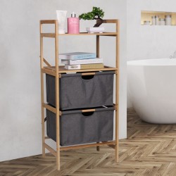 HI Badregal mit 2 Schubladen Multifunktional 42,3x33x96 cm Bambus