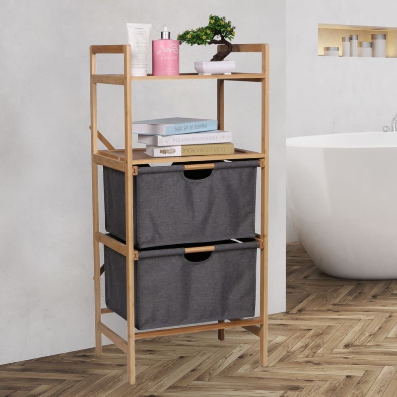 HI Badregal mit 2 Schubladen Multifunktional 42,3x33x96 cm Bambus HI Badregal mit 2 Schubladen Multifunktional 42,3x33x96 cm Bambus