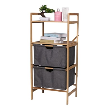 HI Badregal mit 2 Schubladen Multifunktional 42,3x33x96 cm Bambus