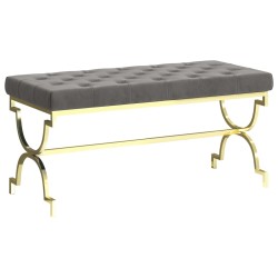vidaXL Bank 99 cm Grau Samt und Edelstahl