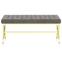 vidaXL Bank 99 cm Grau Samt und Edelstahl