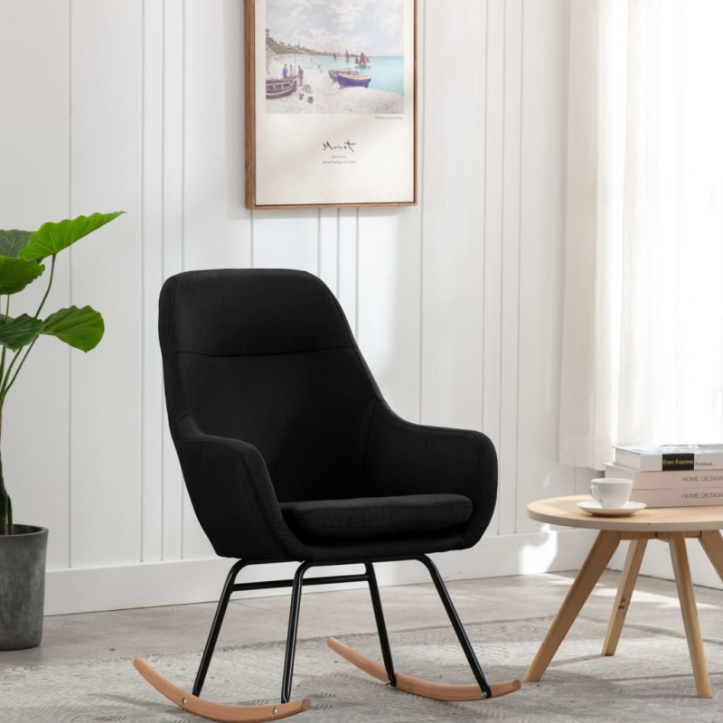 vidaXL Schaukelstuhl Schwarz Stoff vidaXL Schaukelstuhl Schwarz Stoff