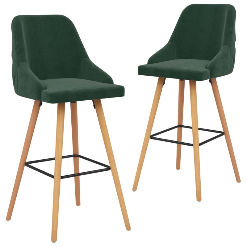 vidaXL Barhocker 2 Stk. Dunkelgrün Samt vidaXL Barhocker 2 Stk. Dunkelgrün Samt