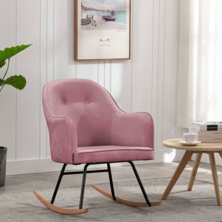 vidaXL Schaukelstuhl Rosa Samt