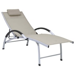 vidaXL Sonnenliege Aluminium Textilene Creme
