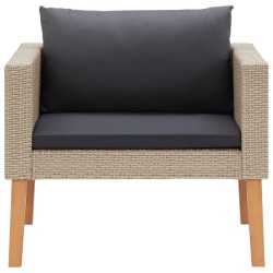 vidaXL 1-Sitzer-Gartensofa mit Auflagen Poly Rattan Beige