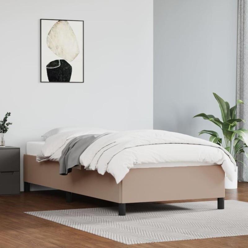 Bettgestell Cappuccino-Braun 100x200 cm Kunstleder Bettgestell Cappuccino-Braun 100x200 cm Kunstleder