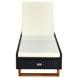 vidaXL Sonnenliege mit Auflage Poly Rattan Schwarz