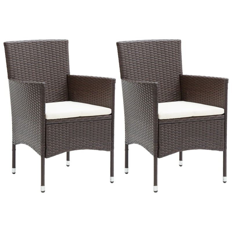 vidaXL Garten-Essstühle 2 Stk. Poly Rattan Braun vidaXL Garten-Essstühle 2 Stk. Poly Rattan Braun