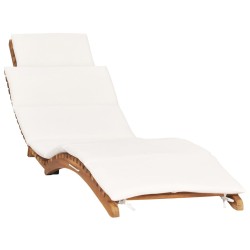 vidaXL Klappbare Sonnenliege mit Cremeweißer Auflage Massivholz Teak
