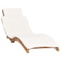 vidaXL Klappbare Sonnenliege mit Cremeweißer Auflage Massivholz Teak vidaXL Klappbare Sonnenliege mit Cremeweißer Auflage Massivholz Teak