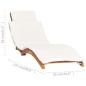 vidaXL Klappbare Sonnenliege mit Cremeweißer Auflage Massivholz Teak vidaXL Klappbare Sonnenliege mit Cremeweißer Auflage Massivholz Teak