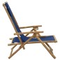 vidaXL Verstellbarer Relaxstuhl Marineblau Bambus und Stoff vidaXL Verstellbarer Relaxstuhl Marineblau Bambus und Stoff