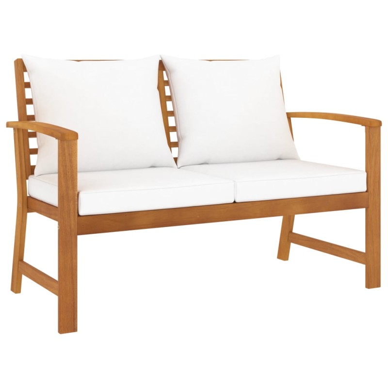 vidaXL Gartenbank 120 cm mit Cremeweißen Kissen Massivholz Akazie vidaXL Gartenbank 120 cm mit Cremeweißen Kissen Massivholz Akazie
