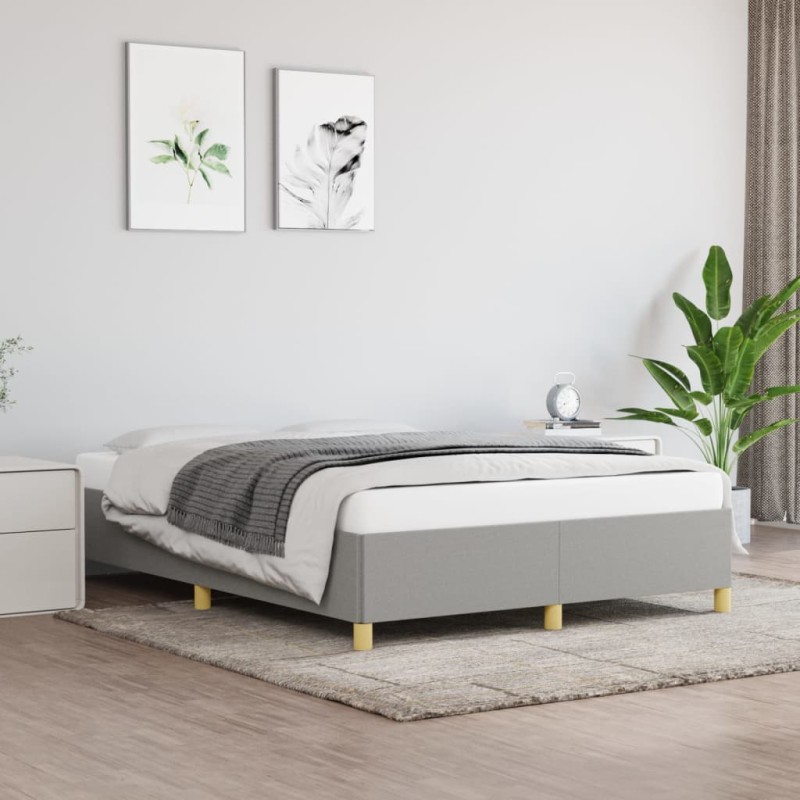 vidaXL Bettgestell ohne Matratze Hellgrau 140x190 cm Stoff vidaXL Bettgestell ohne Matratze Hellgrau 140x190 cm Stoff