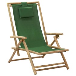 vidaXL Verstellbarer Relaxstuhl Grün Bambus und Stoff  